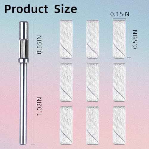 100 Pcs (180 Grit White) Small Sanding Bands Nail Drill Bit,Nail Drill Bits,Extreme Fine Grit Mini Sanding Band,Nail Bits,Upgrade 3.1mm Mandrel Bits,Professional Nail Drill Bit for Acrylic Nails
