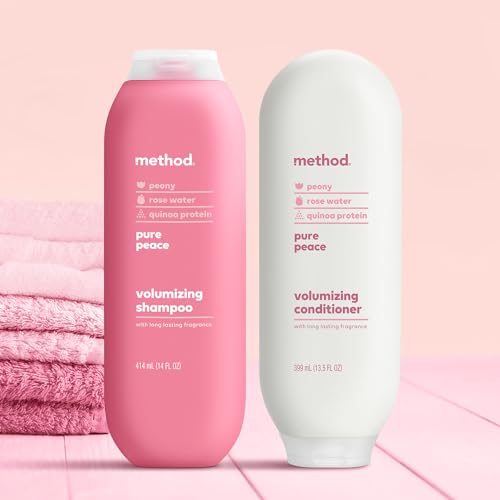 Method Volumizing Shampoo, Pure Peace with Rose, Peony, and Pink Sea Salt Scent Notes, Paraben and Sulfate Free, 14 oz (Pack of 1)