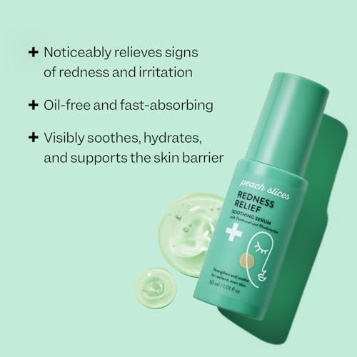 Peach Slices - Redness Relief Soothing Serum (1.01 oz) - Strengthen & Soothe - Resilient & Even Skin - Panthenol, Rhodomyrtus, Cica, & Allantoin - Vegan, Cruelty Free, Korean Skin Care & Beauty