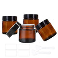 BEGIKET Amber Glass Jars with Black Lids - 2oz Cosmetic Containers, 4 Pack, Sunproof, Leakproof, Reusable
