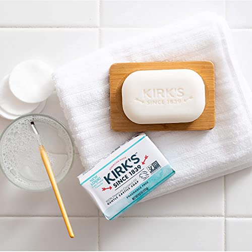 Kirk's Castile Bar Soap Clean Soap for Men, Women & Children | Premium Coconut Oil | Sensitive Skin Formula, Vegan | Fragrance-Free/Unscented | 4 oz. Bars - 12 Pack