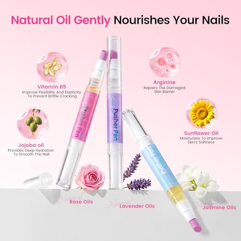 3-in-1 Cuticle Pusher Oil Pen with Ceramic Tip - Nourishing Nail Care