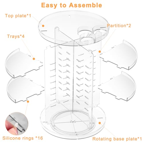 Rotating Makeup Organizer with 8 Adjustable Layers & Brush Holder