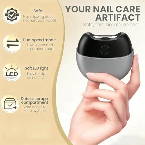 Automatic Electric Nail Clipper with LED Light & Nail Storage