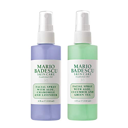 Mario Badescu Facial Spray 2 Piece Set, Includes Aloe, Chamomile & Lavender Face Mist PLUS Aloe, Cucumber, Green Tea Face Mist for All Skin Types, Dewy Finish, 4 Fl Oz, 2 Count (Pack of 1)