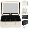Faquenc Leather Makeup Case with LED Mirror – 11.4" Travel Organizer