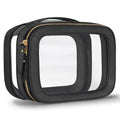 Beaulyn Clear Makeup Bag for Women - Waterproof Travel Toiletry Bag, Transparent Leather Cosmetic Organizer with Handle, Large Makeup Pouch for Travel