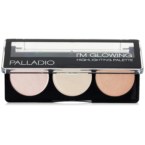 Palladio I'm Glowing Illuminating Highlighting Palette, Glow Bronzer Powder Makeup Set, High Pigmented Shimmery Colors, neutral