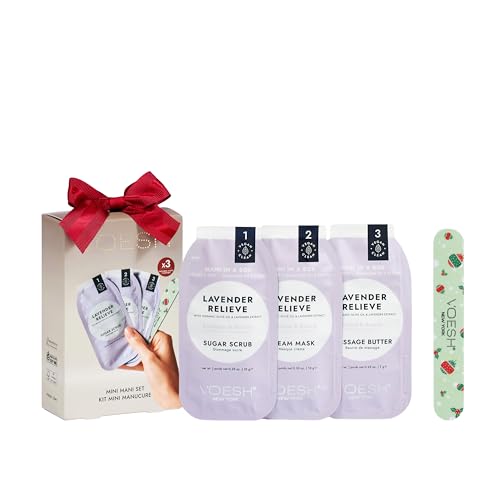 VOESH Mini Mani Gift Set - 3-Step Lavender Hand Care & Manicure Kit