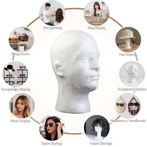 Male Foam Mannequin Head for Wigs & Hats Display