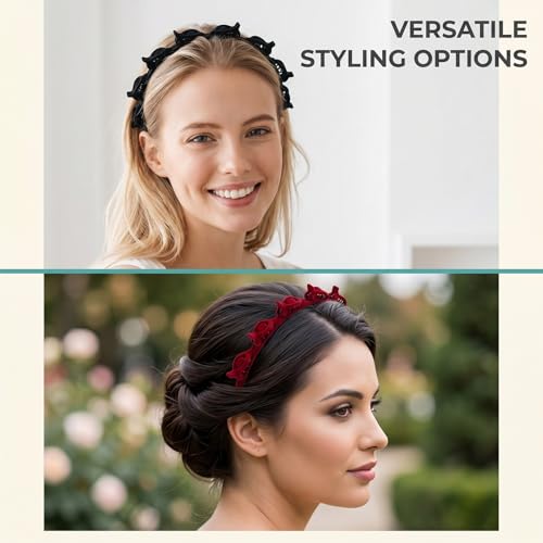 2 Pcs Butterfly Clip Headbands for Women - Non-Slip Hair Accessories