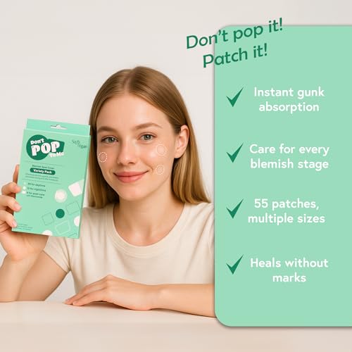 SoloVegan 110Count (2PK) Don't Pop to Me Blemish Patch, Gifts for Teenage Girls, Invisible Spot Cover, Hydrocolloid Acne Patch, Treatment for Breakouts, Absorbs Zits & Blemish, Korean Skin Care