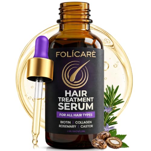 FOLICARE Rosemary Castor Hair Growth Serum 2oz - Non-Greasy, Fast-Absorbing, Bedtime Formula