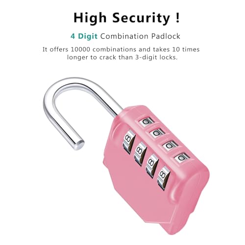 ZHEGE Combination Lock Outdoor 2 Pack, 4 Digit Resettable Weatherproof Combination Padlock for Gym, School, Gates, Doors, Hasps Storage (Pink, 2 Pack)