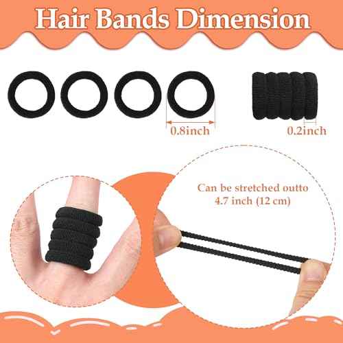 C?LLOT Baby Hair Ties, Nylon Toddler Hair Ties for Girls, Kids Seamless Hair Bands, Girls Elastic Ponytail Holders, Diameter 0.8 Inch(Black)