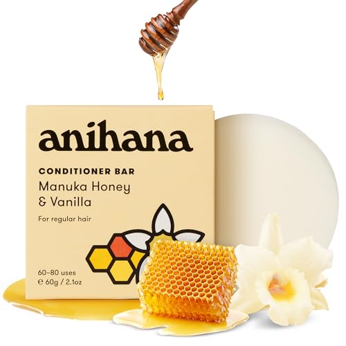 ANIHANA Conditioner Bar for Regular Hair Types Paraben Free Cruelty Free Refreshing Manuka Honey and Vanilla Scent 2.1 oz