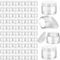 Patelai 60 Pcs Plastic Container Jars with Lids Round Clear Travel Cosmetic Container Jars for Toiletries, Lotion, Cream, Ointments, Makeup, Rhinestone, Samples, Kitchen Storage (White,1 oz)