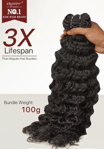 Triippy Deep Wave Human Hair Bundles 14 16 18 Inch