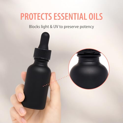Black Glass Dropper Bottles 1 oz - 24 Pack Essential Oil Bottles