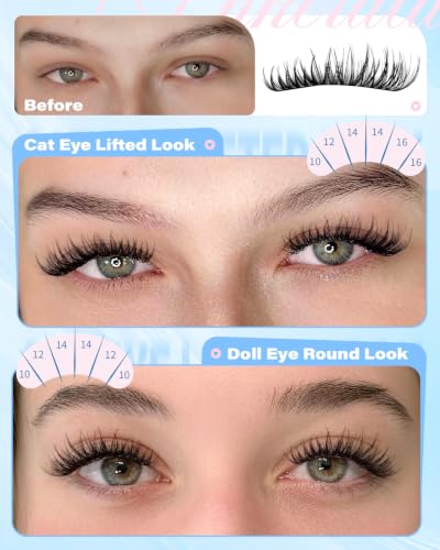 PHKERATA Wispy Lash Clusters Kit - 120pcs DIY Eyelash Extensions
