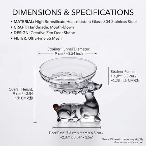 Deer Shaped Glass Tea Strainer - 3.5 Inch Loose Leaf