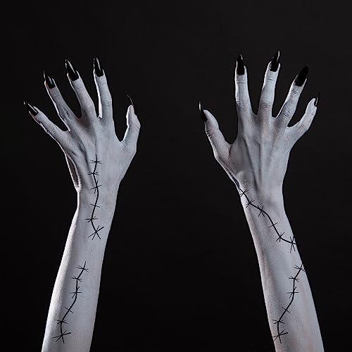 Nosiny 48 Sheets Halloween Stitches Tattoo Stickers Fake Scars Temporary Tattoos Horror Cosplay Accessories for Adult Kids Girls Gifts Halloween Party Decor