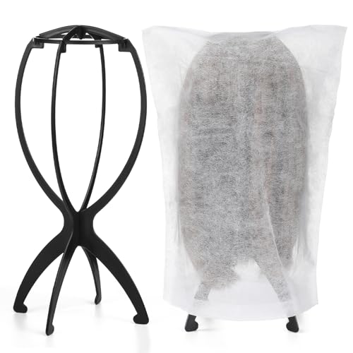 ProSuites 2 Pack Wig Stand with Dust Bags - Foldable Wig Holder