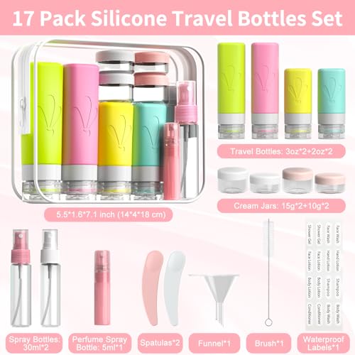 INSFIT 17 Pack TSA Travel Bottles Set - Leak Proof Toiletries