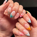 Colorful French Tip Press On Nails Medium Almond 24pc Set