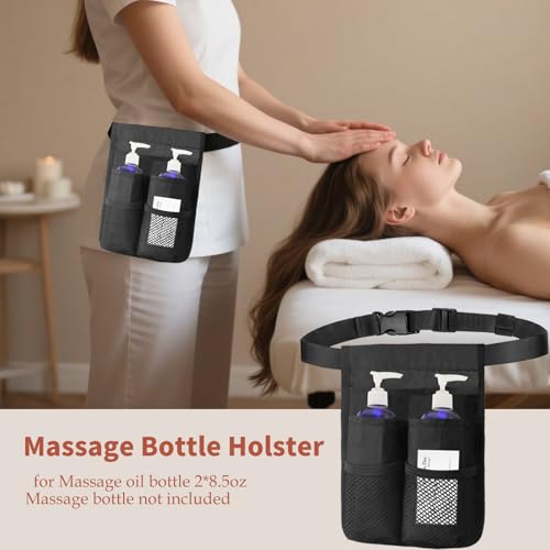Massage Bottle Holster Belt - 5 Pocket Adjustable Massage Oil Bag