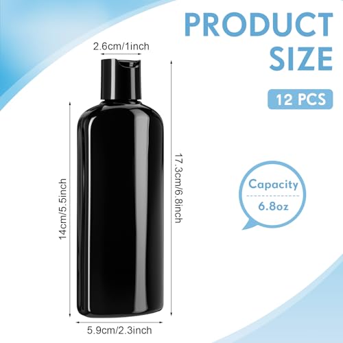 Domensi 12 Pcs 6.8oz Travel Squeeze Bottles with Disc Caps