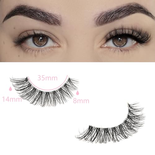 FARRED Cat Eye Lashes Natural Wispy Strip Faux Mink