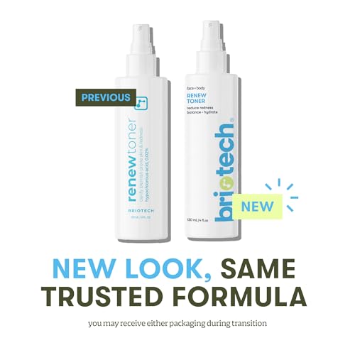 BRIOTECH Renew Toner, Hypochlorous Acid Spray, Minimize Appearance of Blemishes, Soothing Facial Mist for Sensitive Skin, Calm Redness & Bumps, Vegan, 4 fl oz