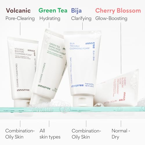 innisfree Cherry Blossom Glow Jam Cleanser, Sulfate Free, Korean Face Wash, Cleansing Foam for Glowing Glass Skin (Packaging May Vary)