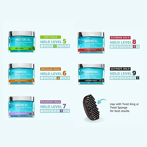 KISS COLORS & CARE Twist Curl Gel, 6 oz. - Flexible Hold, Perfect For Twists, Moisturizing & Promotes Hair Growth, No Buildup - Lightweight, Organic Jamaican Black Castor Oil