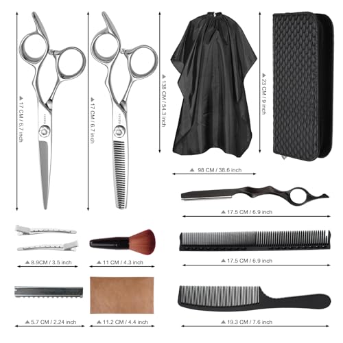 YASAKA 6 Inch Professional Hair Thinning & Cutting Shears Kit – Barber & Hairdresser Scissors with Comb & Accessories