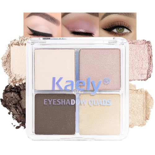 Kaely Natural Nude Powder Eyeshadow Quad 0.2oz Waterproof & Blendable