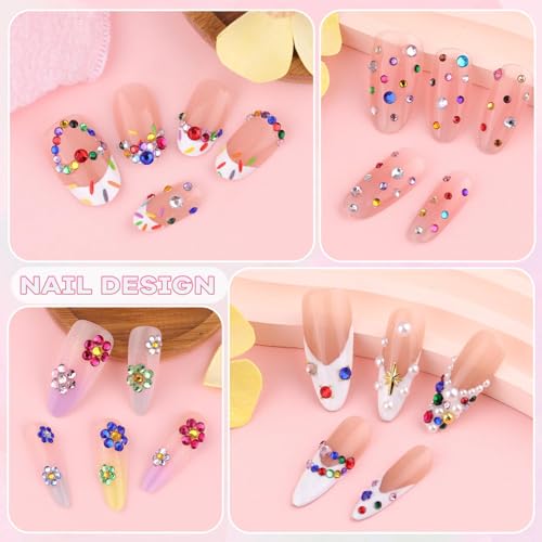 10,000 Pcs Flatback Resin Nail Rhinestones Kit - Colorful Gems & Tools