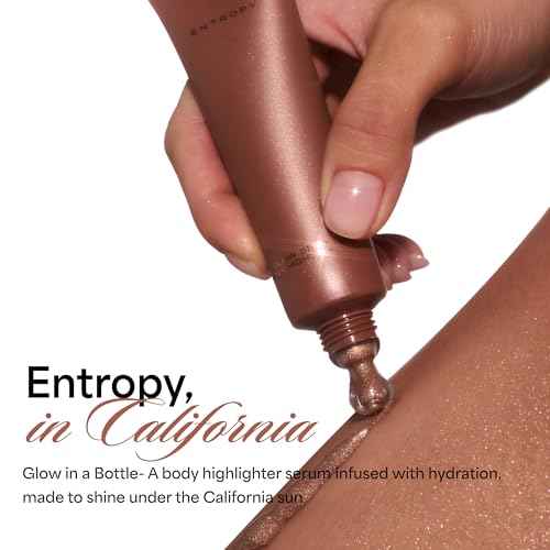 ENTROPY MAKEUP Glow Serum Body Highlighter, 75% Water-Rich Serum with Skincare Ingrediants, Buildable Radiance, Silky Lightweight for Face & Body, Crystal Pink Luminizer, Sugar Lit