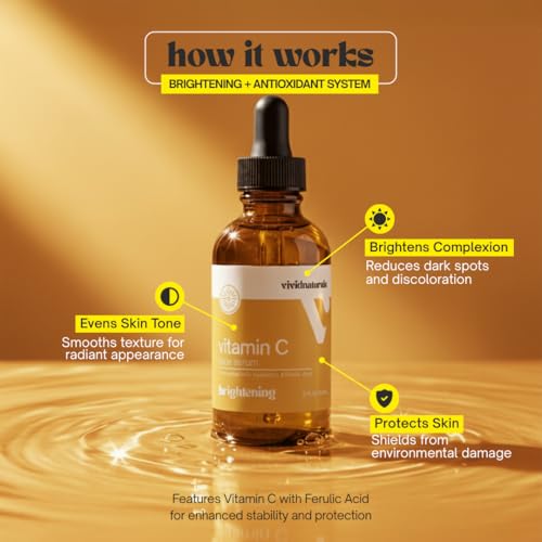 Vitamin C Serum For Face With Hyaluronic and Ferulic Acid 60ml Made In USA - Lightweight Non-Sticky Vit C Serum Face for Hydrating Brighter Smooth Fresh Skin Glow Fast Absorbing