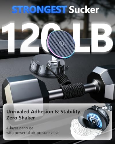 15W MagSafe Car Charger Mount with Dual Input & 360° Rotation