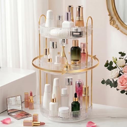 Aveniee 3-Tier 360° Rotating Makeup Organizer, White