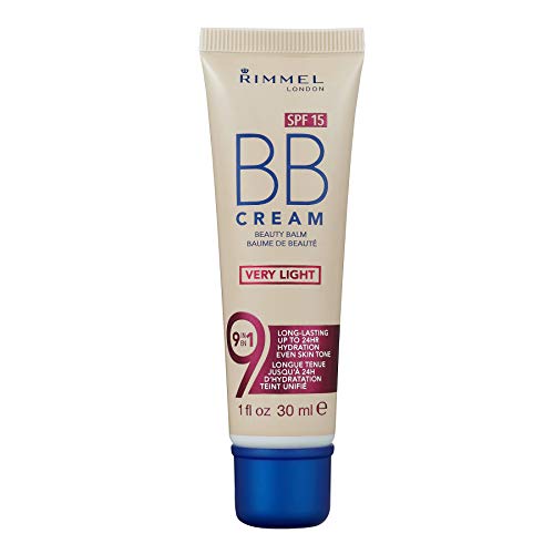 Rimmel London BB Cream, 9-in-1 Lightweight Formula with Brightening Effect and SPF 15 Formula, Medium, 30 ml