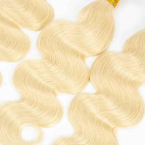 22 24 26 Inch Inch Blonde 613 Body Wave Bundles Human Hair Unprocessed Brazilian Virgin Quick Weave Bundles Double Weft for Black Women