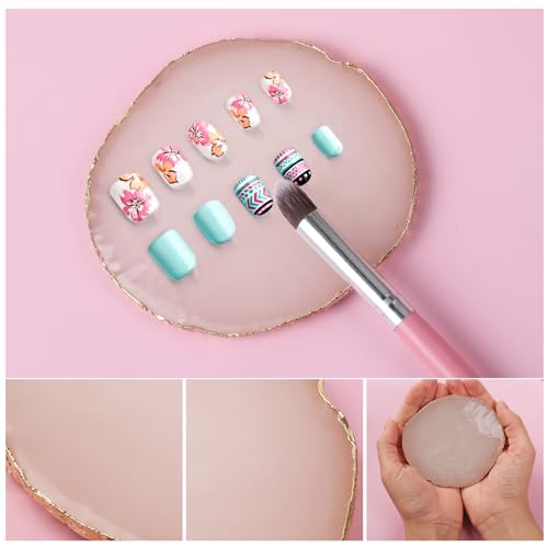 Resin Nail Art Palette with Gold Edges - White