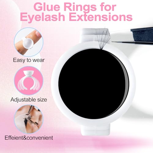 NXJ INFILILA Glue Rings, 600PCS Disposable Lash Extension Supplies, Adjustable Plastic Holder Rings for Beauty, Convenient for Makeup, Nail Art, Tattoo