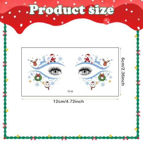 10Pcs Christmas Temporary Tattoos - Festive Holiday Face Stickers