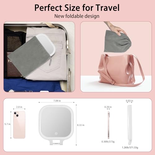 DESCHEN 10X Magnifying Travel Makeup Mirror with Rechargeable LED