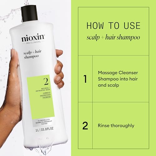 Nioxin System 2 Shampoo & Conditioner Duo for Natural, Progressed Thinning - Pumps Included