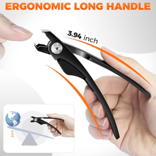 Straight Nail Clippers for Men, Heavy Duty 18mm Large Toenail Clippers for Thick Nails for Seniors with Wide Jaw, Ergonomic Long Handled Nail Cutter Edgy Toe Nail Clipper for Adults with File